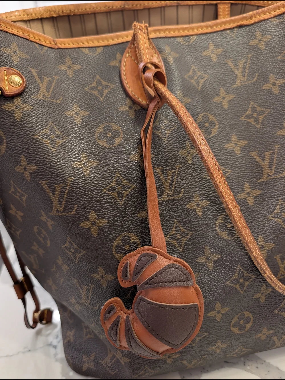 Leather Croissant Bag Charm - Pick One (New)